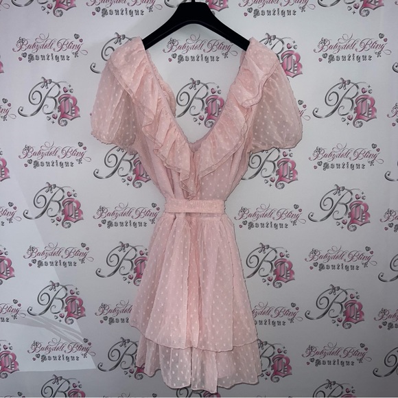 Sugar thrillz dolls kill dress soft regal days dotted mini dress tie up bow 🎀 - Picture 3 of 11